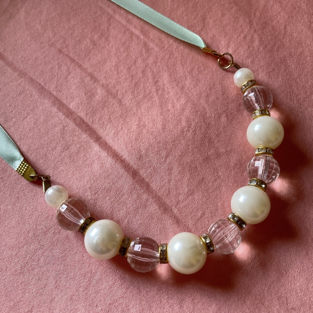 3 for $10 | Pearl Necklace with Mint Ribbon